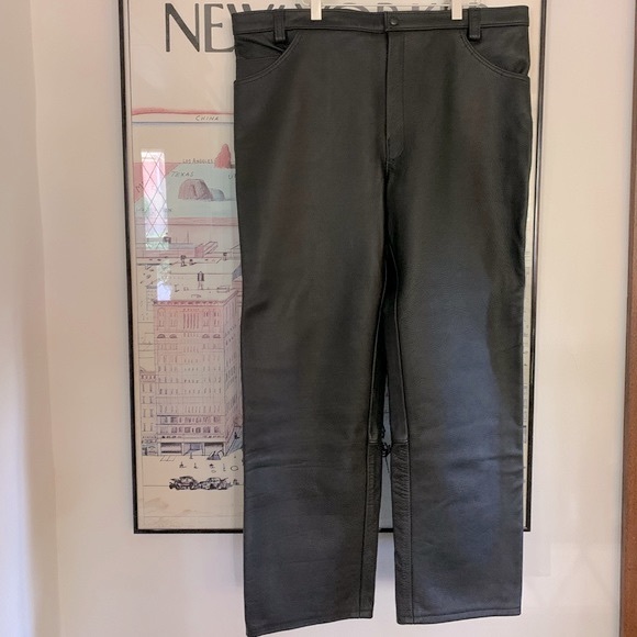 Mens leather motorcycle pants, beautiful leather, lined size 40” x 28” - Picture 3 of 11